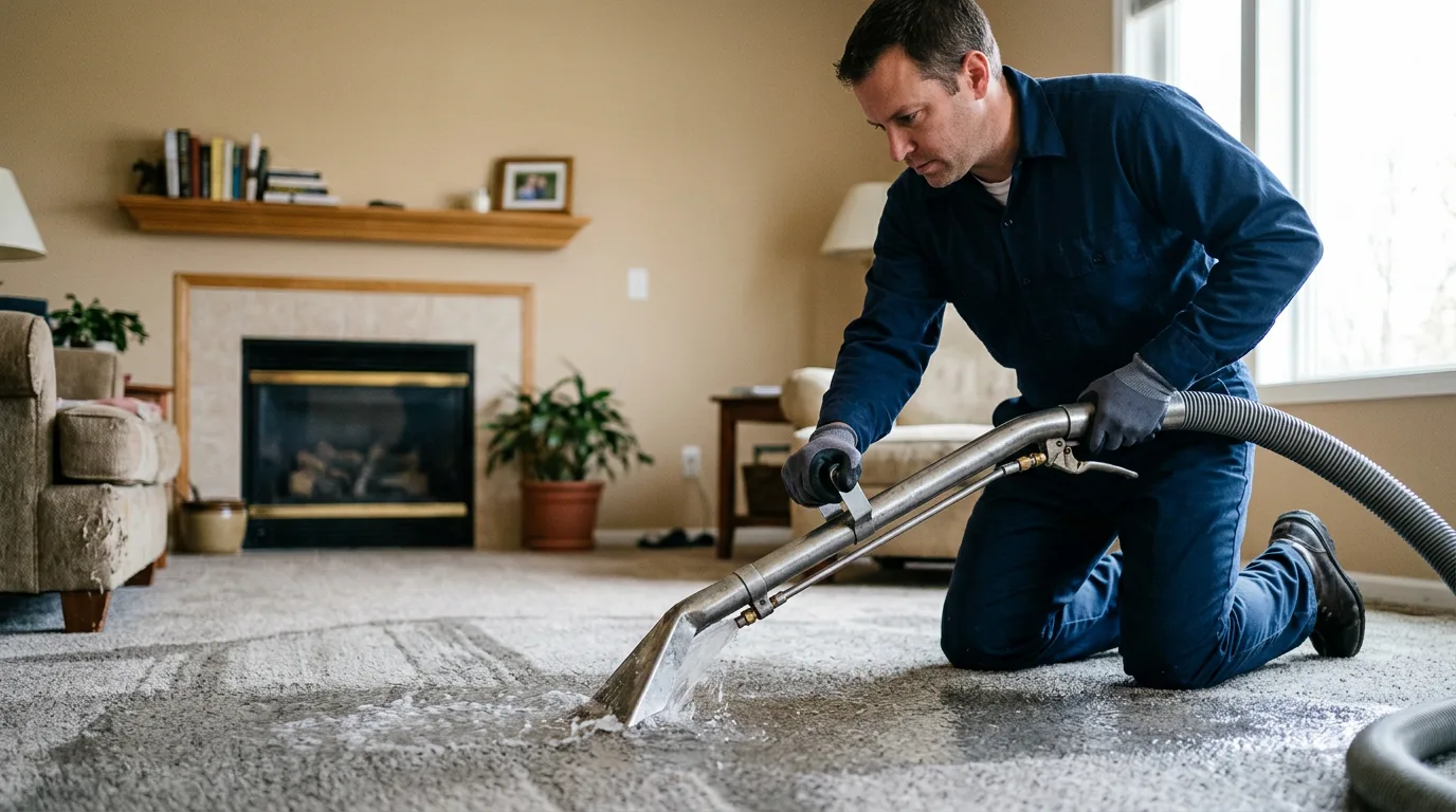 Water damage restoration technician working near Glenmont, NY